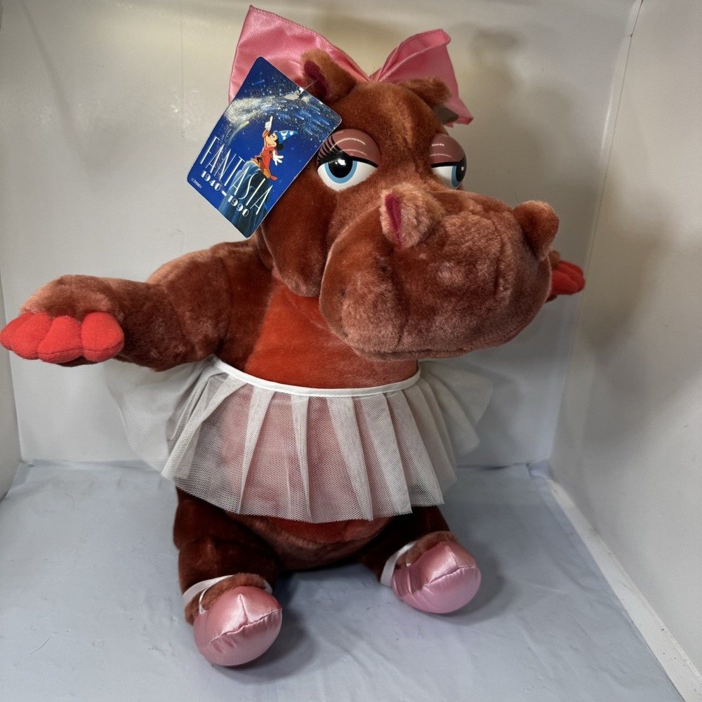 VINTAGE DISNEY FANTASIA HYACINTH HIPPO BALLERINA  Stuffed Plush 14" WITH TAGS